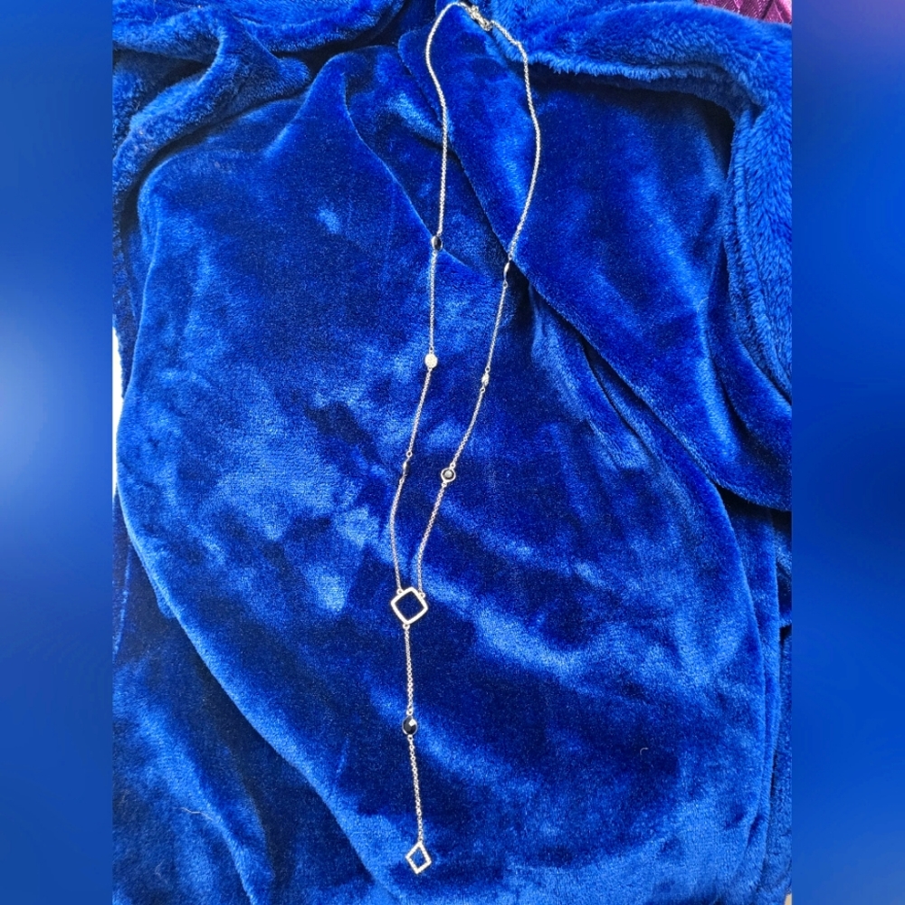 White House Black Market silver color black stones necklace